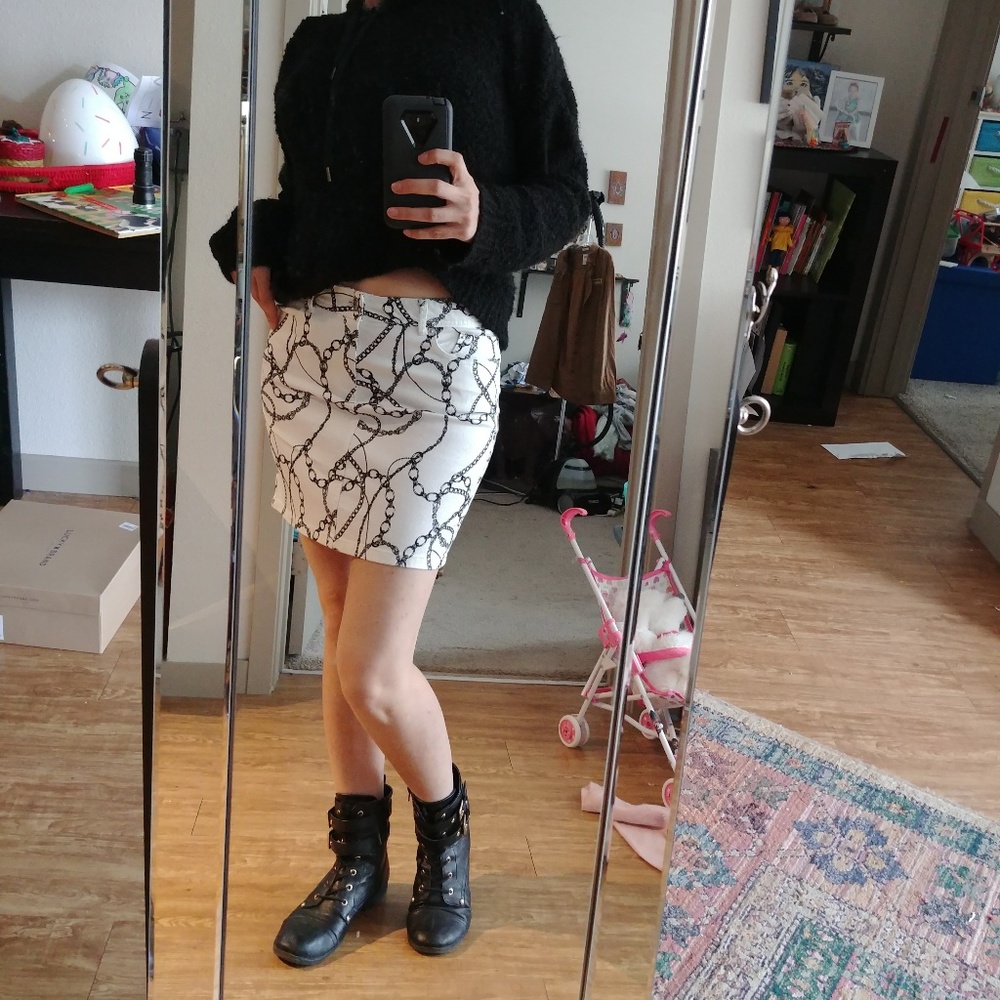 White denim skirt